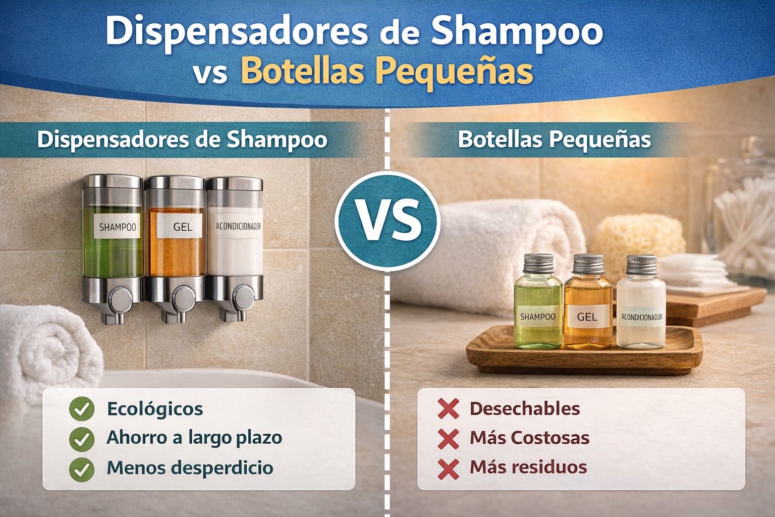 Dispensadores de shampoo vs botellas pequeñas: ¿qué es mejor para hoteles?