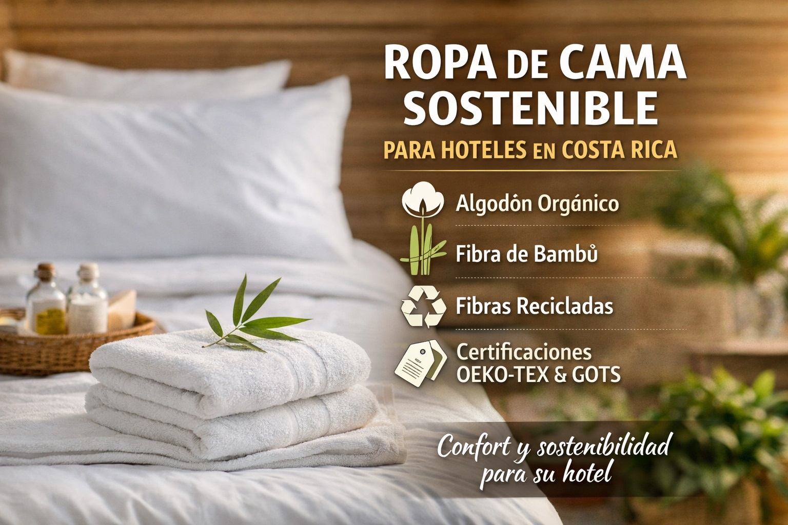 Ropa de cama sostenible para hoteles en Costa Rica
